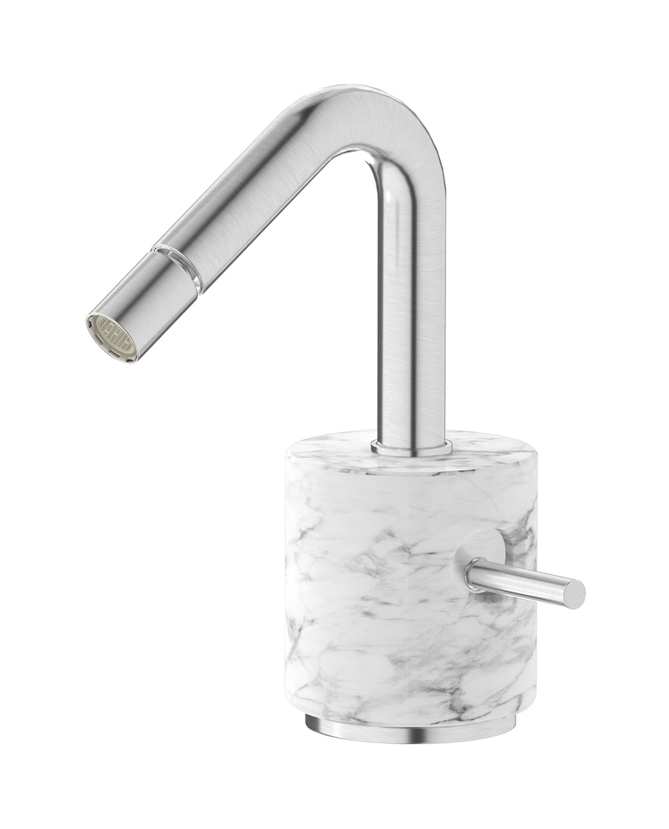 Смеситель для биде на 1 отверстие в комплекте с донным клапаном. WE ARE IB mr220ss_1 Brushed Nickel Marmo