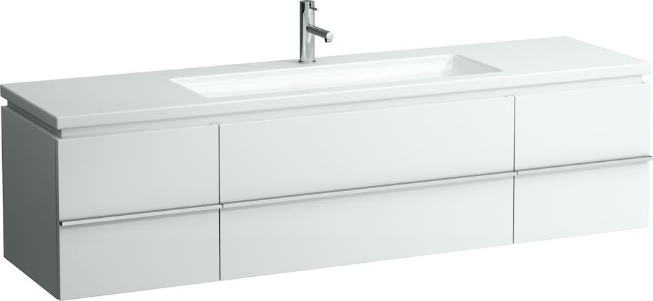 H4013610754631 Шкафчик под раковину с сифоном, экономящим пространство, для раковин 816438, 1 выдвижной ящик, 2 дверцы, 2 стеклянные полки LAUFEN PRO - Вид №1