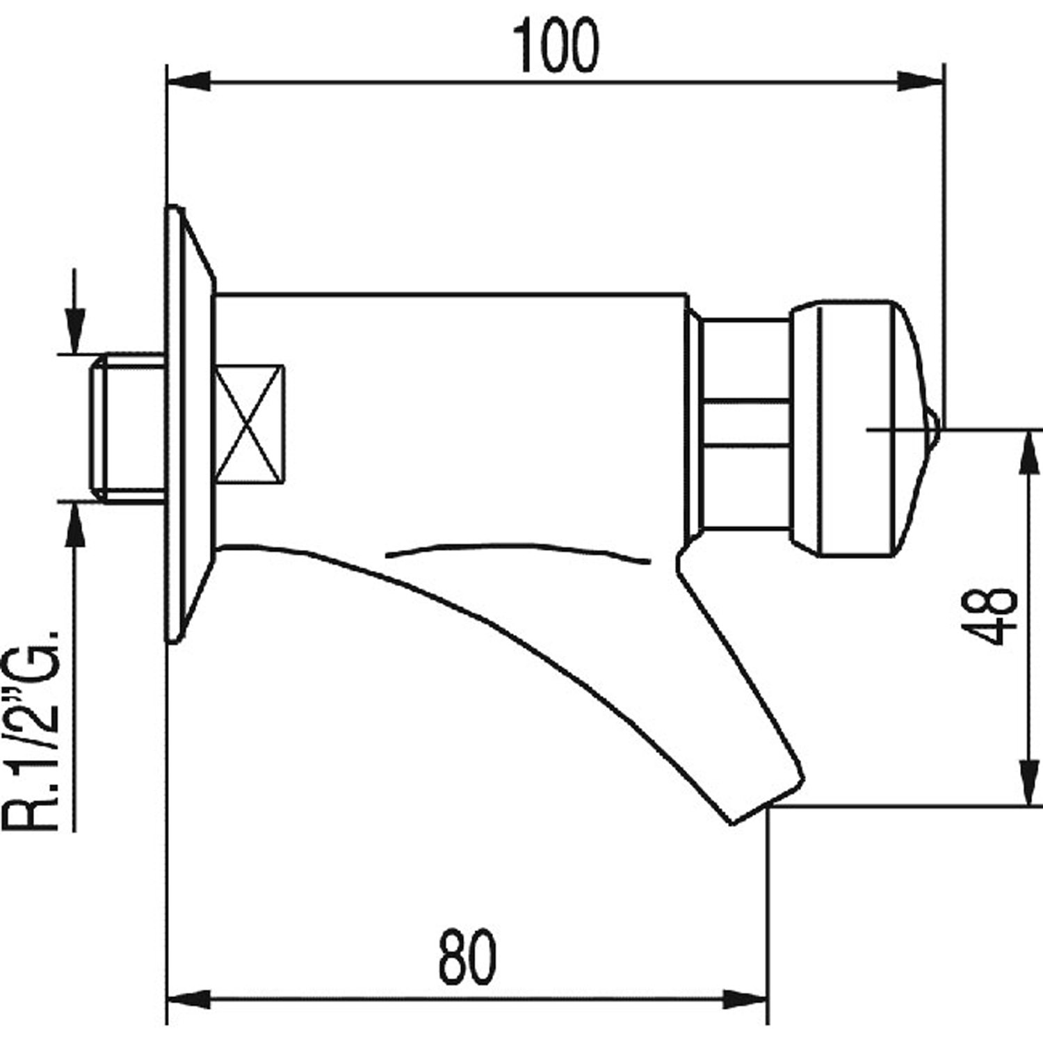 КОЛЛЕКТИВНЫЙ настенный смеситель с таймером на 1 воду для умывальника-112100 TRES Temporizados - Вид №1