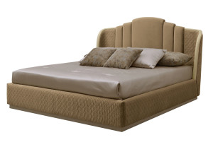 Тканевая кровать с мягким изголовьем