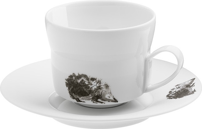 10602552 Hering Berlin Чашка чайная с блюдцем Hering Berlin "Охота" "Ежи" 250мл Фарфор 