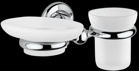 GH144 Мыльница и стакан из матового стекла с держателем, подвесной комплект bagno&associati GRAND HOTEL