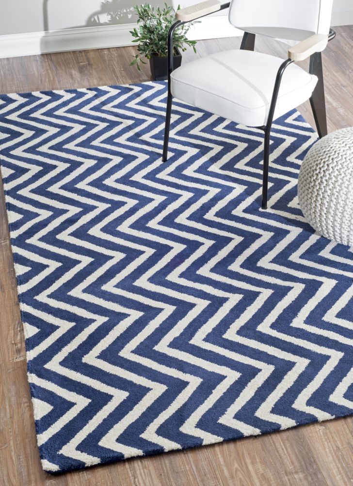 Ковер Zig Zag синий 300х500 DOLLY CAPRETS ДИЗАЙНЕРСКИЕ, ЗИГ ЗАГ 015197 Белый;синий  - Вид №1