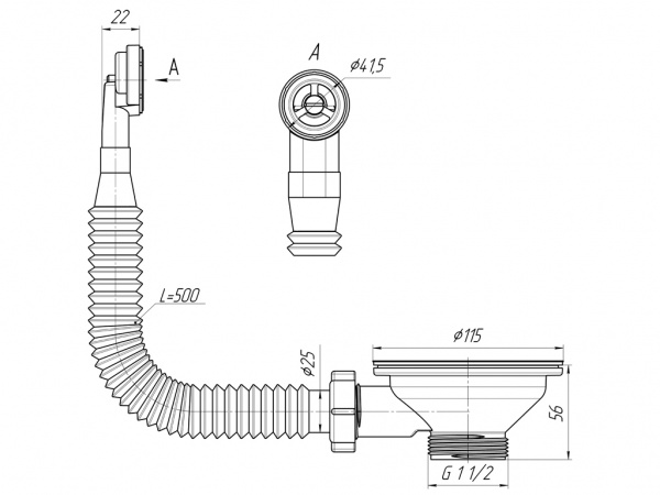 Выпуск 3 1/2 с перелив. для керамогранитной N320S АНИ N320S АНИ пласт 151738 - Вид №1