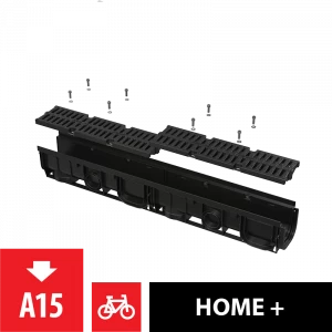 Дренажный канал 100 мм с пластиковой рамой и пластиковой решеткой А15