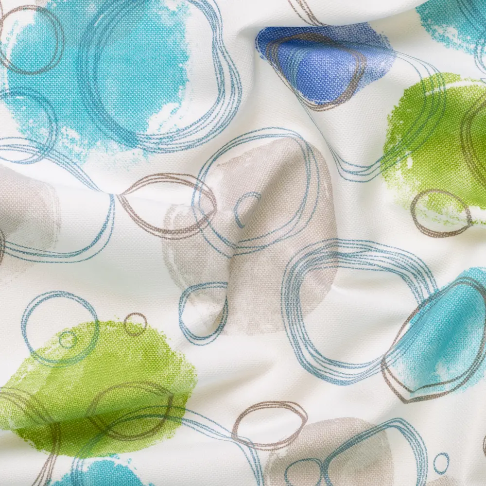 Ткань 1 м/п Круги велюр 300 см цвет сине-салатовый GARDEN STLM-2024374 - Вид №1