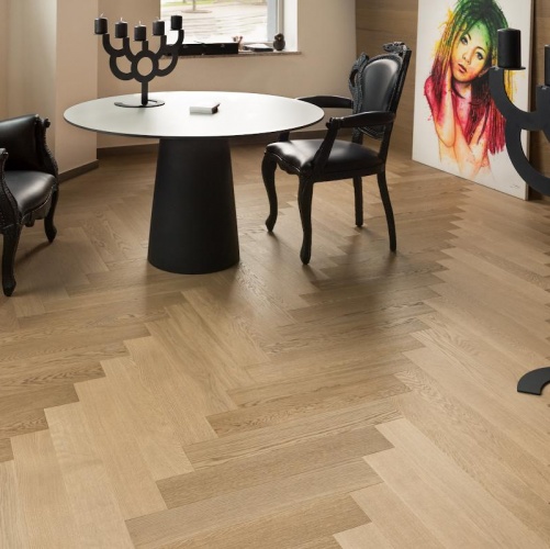 Паркет Ёлка Coswick Пастель Дуб Селект (Гладкая) 412,75х82,55 мм 2600700118 - Вид №1