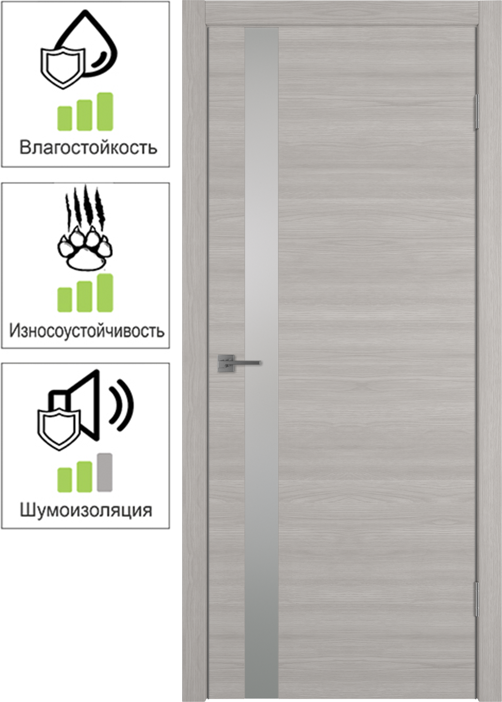 84021347 Дверь межкомнатная Канзас остекленная ПВХ ламинация цвет дуб европейский серый 60x200 см (с замком и петлями) STLM-0046221 VFD