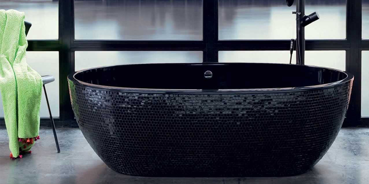 Ванна отдельностоящая Stone One Mosaic Black Aquamass MOSAICBLACK - Вид №1