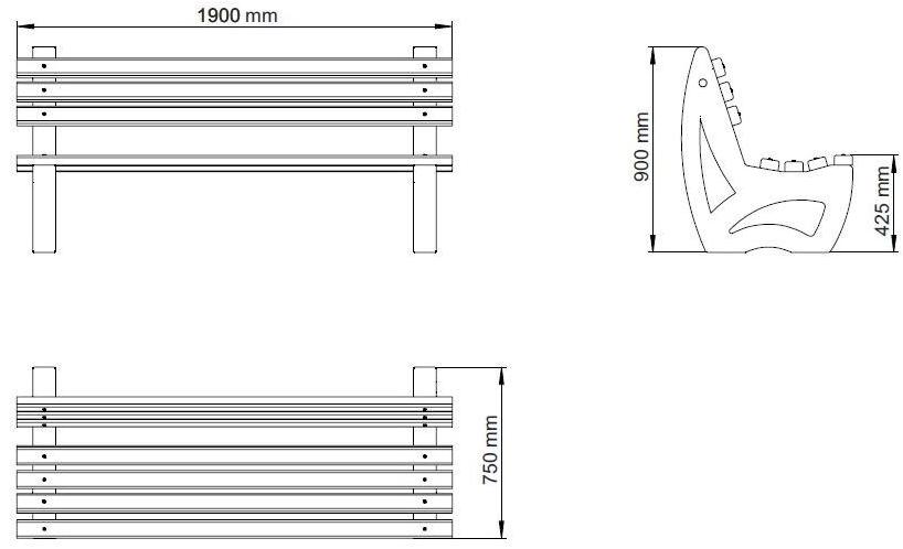 ENCHO ENCHEV - ETE Скамейка из бетона и дерева со спинкой  39  - Вид №13