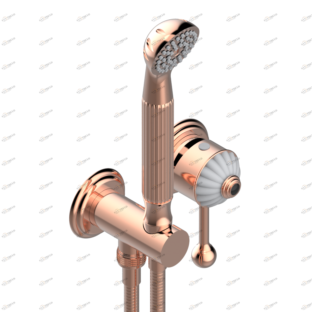 A1M-6561B Trim only for wall mixer with complete handshower on hook Thg-paris Amboise c чёрным ониксом Розовое золото A1M 6561B CAT.F