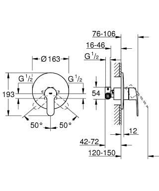 Однорычажный смеситель для душа с пластиной Grohe Eurostyle Cosmopolitan ARCH-00146928 - Вид №1