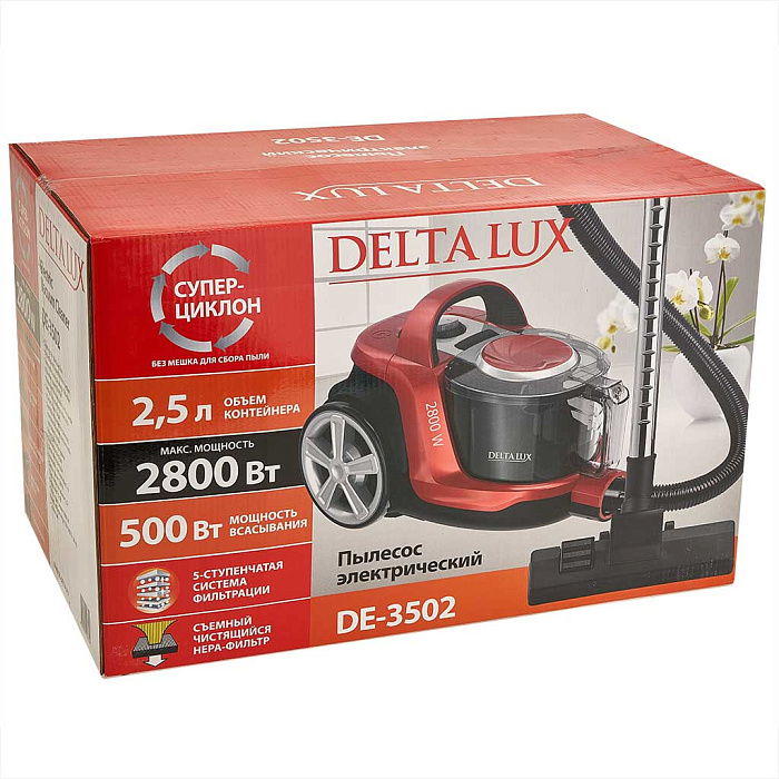 9235504 Пылесос Delta LUX DE-3502 красный STDN-0150008 - Вид №6