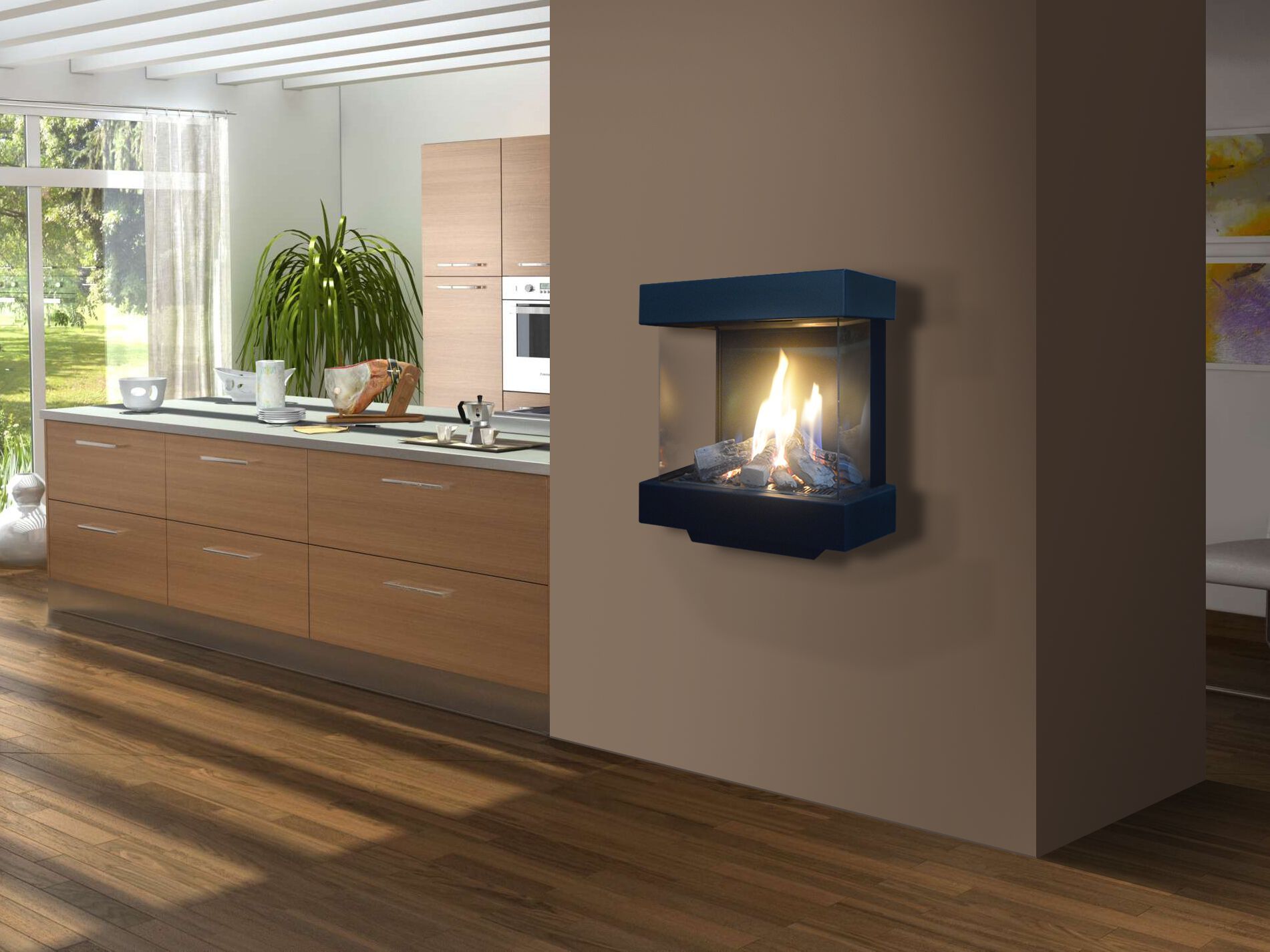 Настенный газовый камин с тройным фасадом ITALKERO SORRENTO ARCH-00141284 - Вид №1