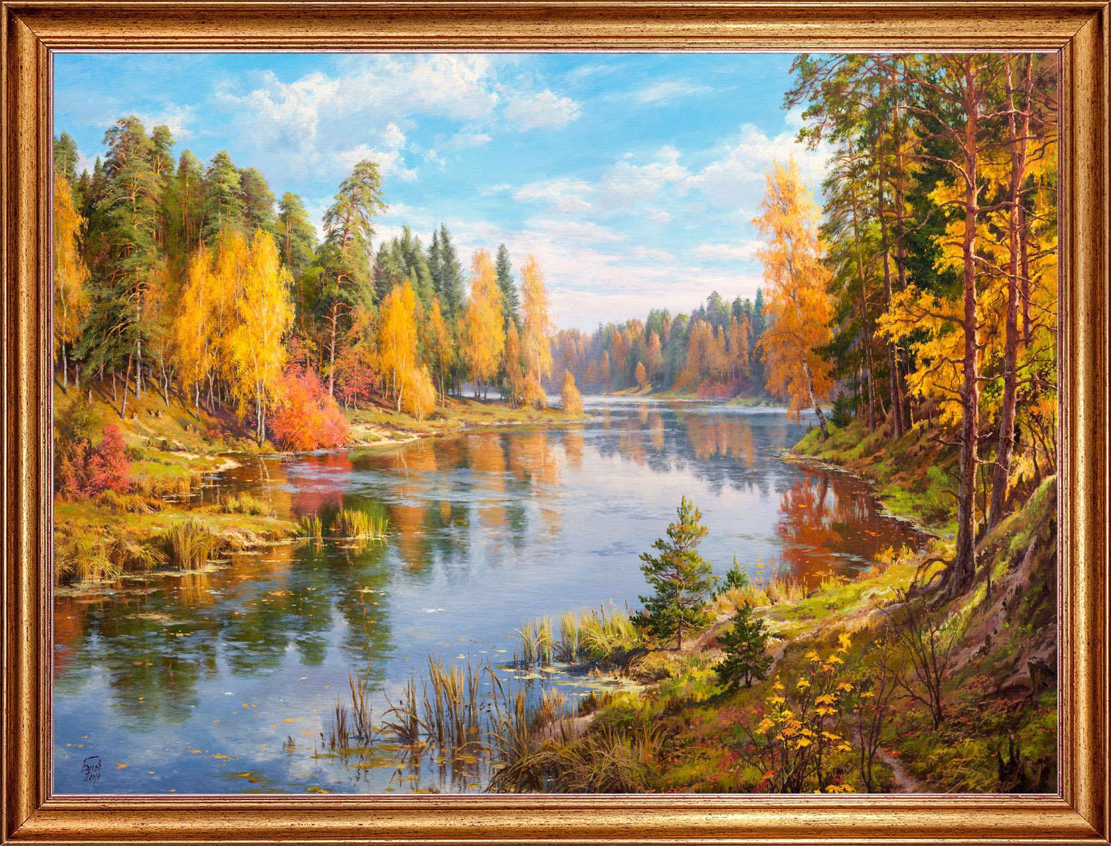90023592 Картина на холсте Золото осени БС-х32, 68х88 см STLM-0088385 РУССКАЯ КОЛЛЕКЦИЯ