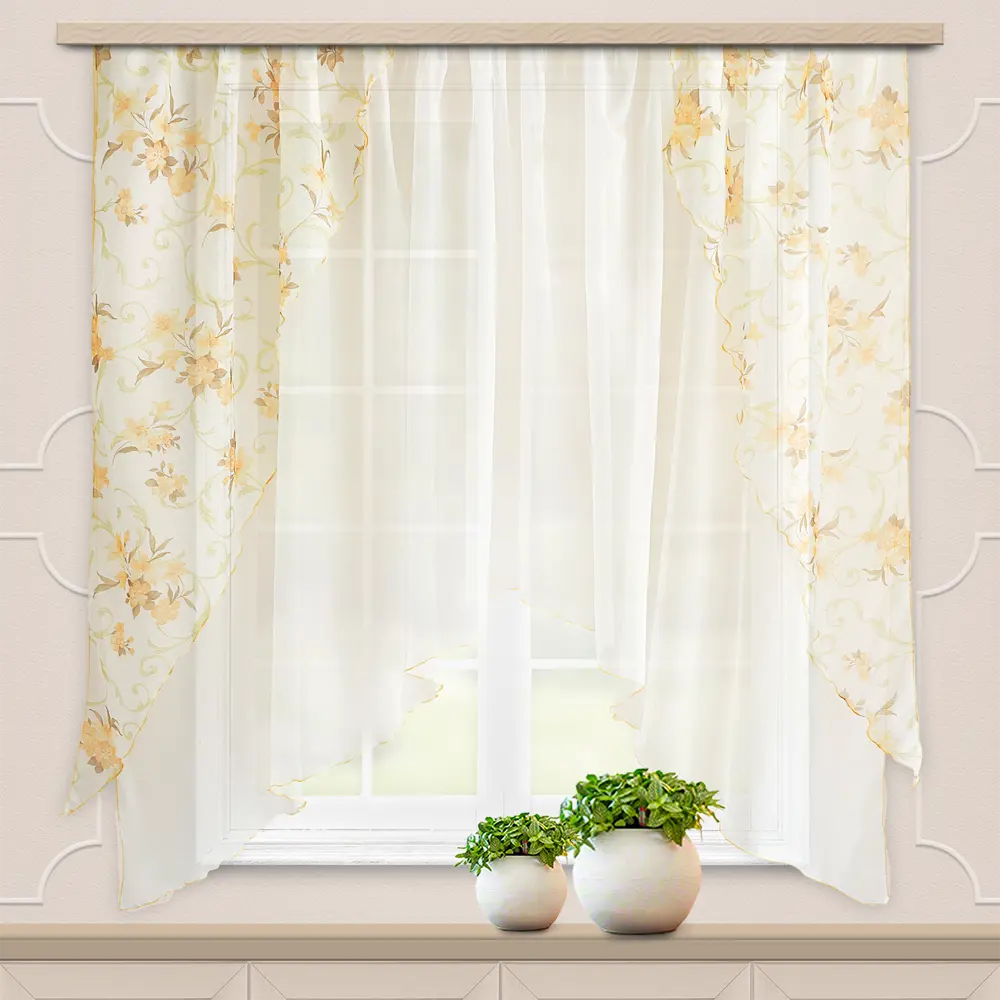 Комплект штор на ленте для кухни Офелия 300x160 см цвет золото 89080633 STLM-2199943 WITERRA  - Вид №4