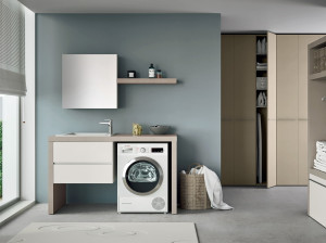 Шкаф для белья с ящиками для стиральной машины