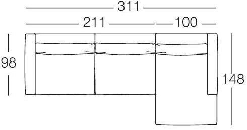 arflex Угловой диван из ткани с шезлонгом sun-id-1445719 - Вид №1