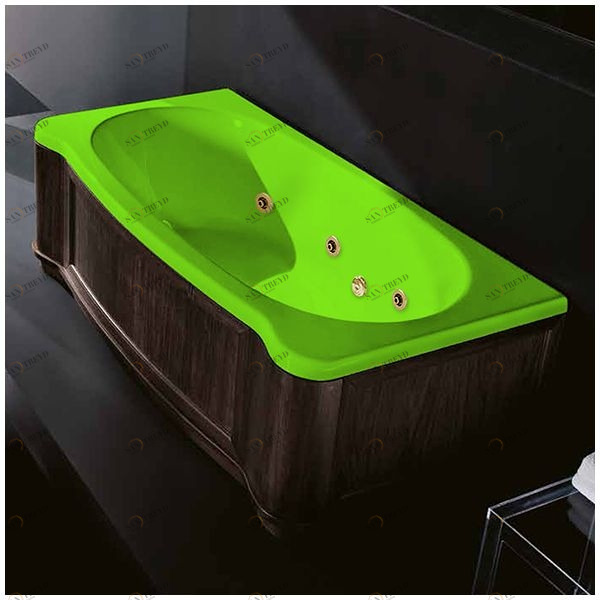 Ванна Gruppo treesse New Classic Young STD-V6747-SX-WV-SZ салатовая с золотой фурнитурой и гидромассажем прямоугольная левая деревянная панель венге STDV6747SXWVSZ