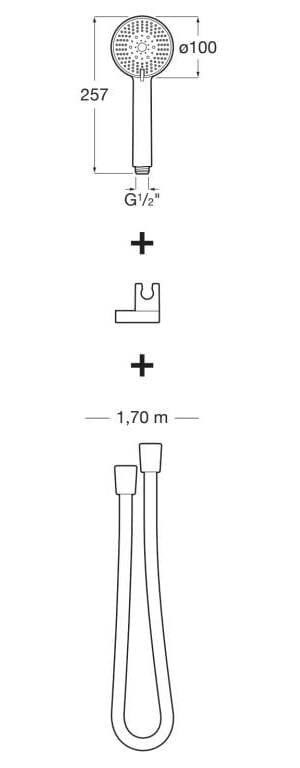 Металлический ручной душ с 3 струями Roca Звезда ARCH-00081584 - Вид №3