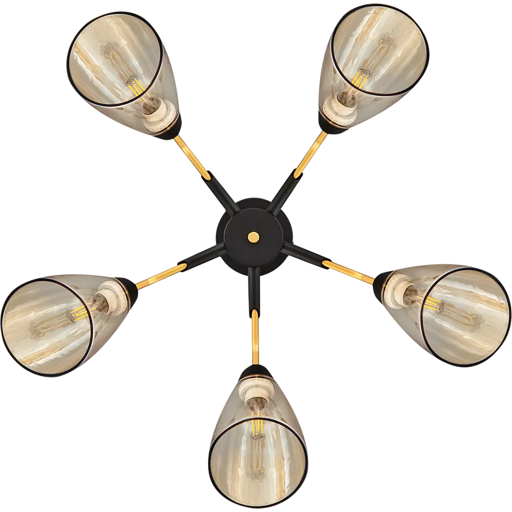 Люстра потолочная Jlight Alma 3152/5C 5 ламп E27 60W цвет черный и матовое золото 85233263 STLM-2172851  - Вид №2