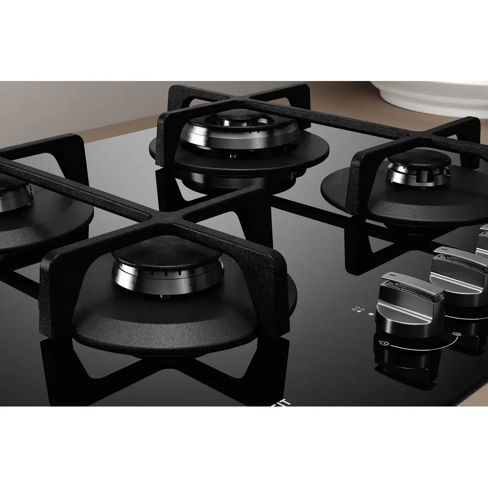 Варочная панель газовая Indesit ING 62T/BK 4 конфорки 58x52 см цвет чёрный STLM-2129452 - Вид №4