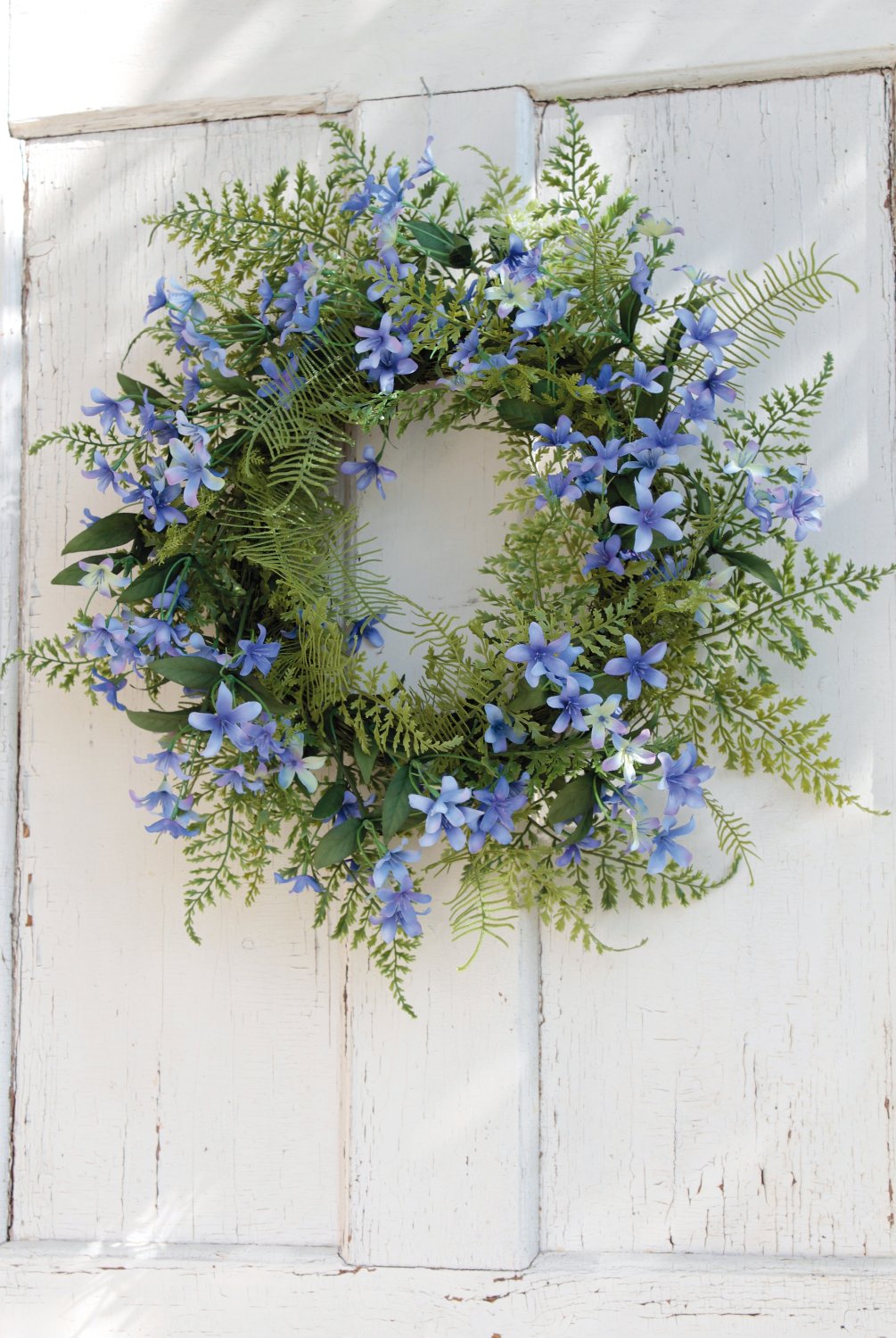 3105 110 a3 Искусственный венок 'жасмин / папоротник' Ø 45 см, голубой H-andreas  - Вид №5