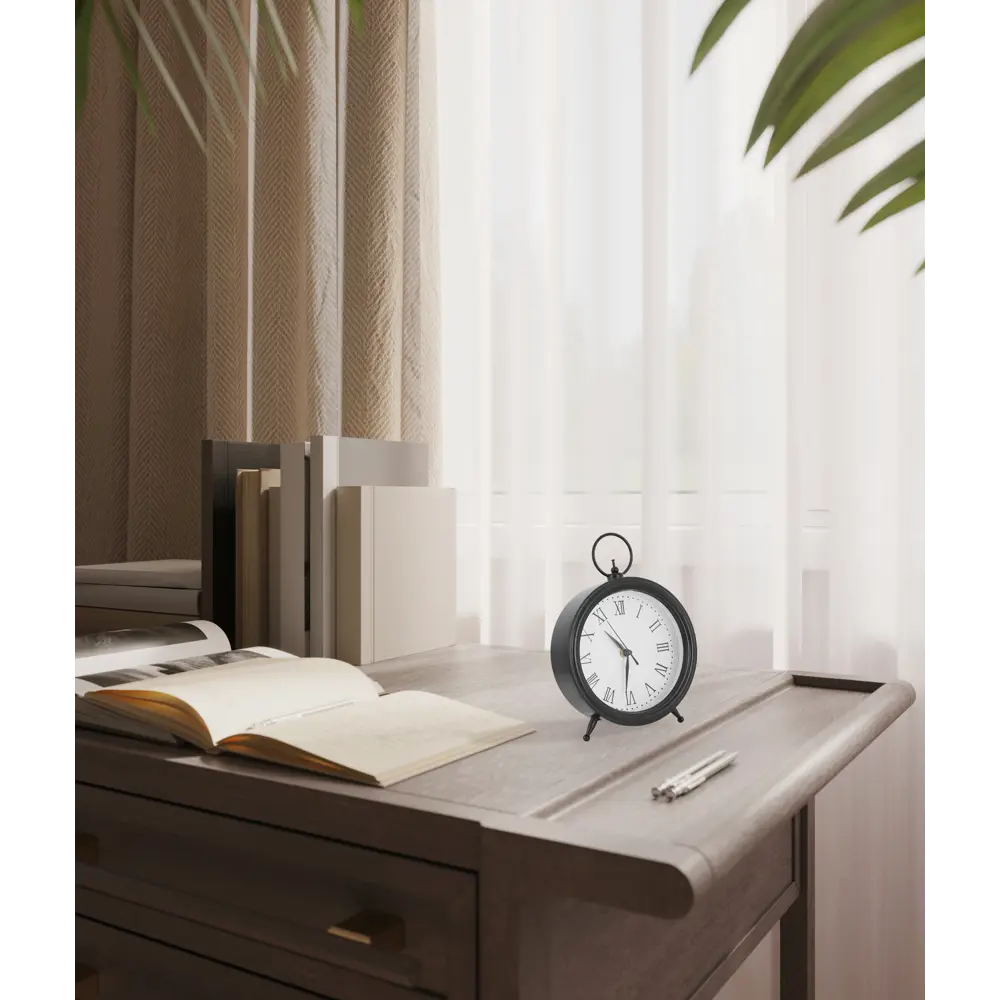 Часы настольные Dream River круглые металл цвет черно-белый ø18,5 см STLM-2019193 - Вид №3