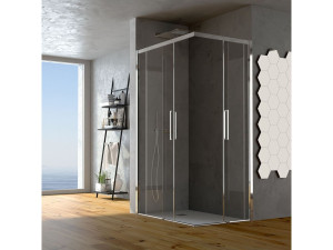 Алюминиевая и стеклянная угловая душевая кабина с раздвижной дверью