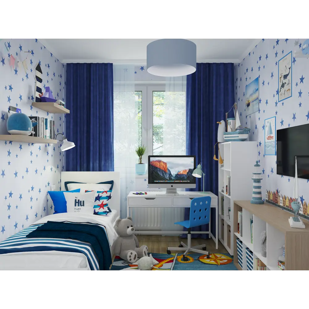 Штора на ленте «Ультрамарин» 145х260 см цвет синий ВАСИЛИСА STLM-2191414 - Вид №8