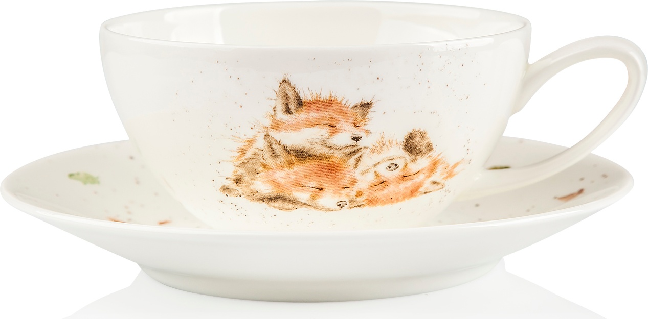 10608161 Royal Worcester Чашка для капучино с блюдцем Royal Worcester "Забавная фауна, Лисички" 300мл Фарфор костяной 