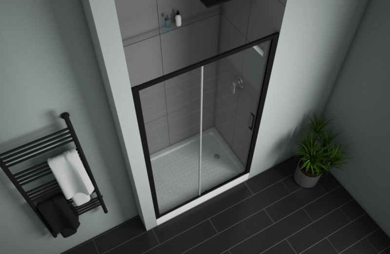 Душевая дверь в нишу одна раздвижная дверь BLACKLINE BD120.4101B bravat  - Вид №2