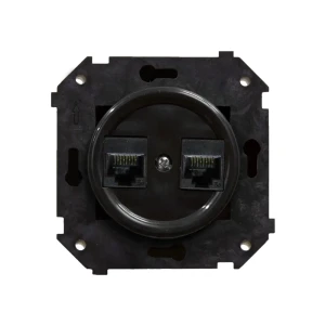 Розетка компьютерная двойная встраиваемая Electraline Ретро RJ45 цвет черный