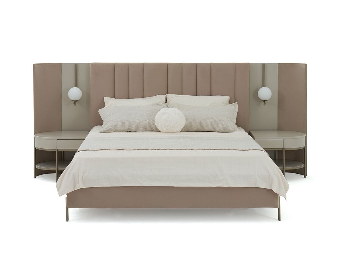 Двуспальная кровать из ткани со встроенным освещением NDESIGN румяна ARCH-00079866