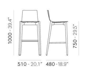 Высокий деревянный табурет с подставкой для ног Pedrali Мальме ARCH-00060293 - Вид №7