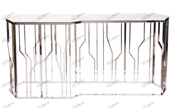 Консоль белая с фигурным металлическим основанием, хром Foresta UNICO - 248846 Серебро 