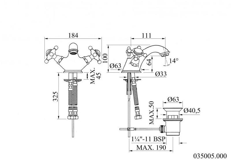 Bronces Mestre Смеситель для мойки с одним отверстием, глянцевый Retro 035005.000.50 - Вид №1