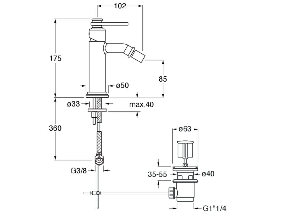Однорычажный смеситель для биде с одним отверстием CRISTINA Rubinetterie Маяк ARCH-00142969 - Вид №2