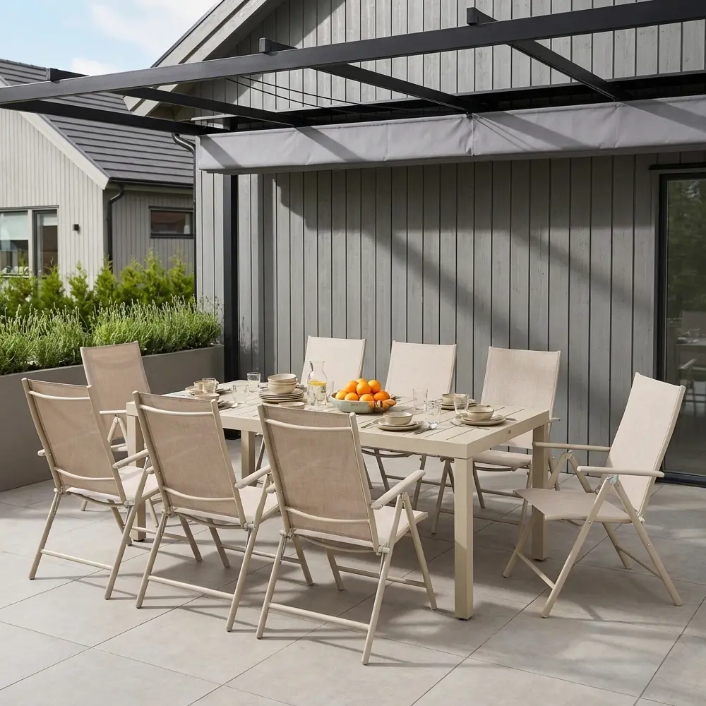 Стул садовый складной BEGINIA Lazo 68x57x105 см сталь бежевый STLM-2097691 - Вид №12