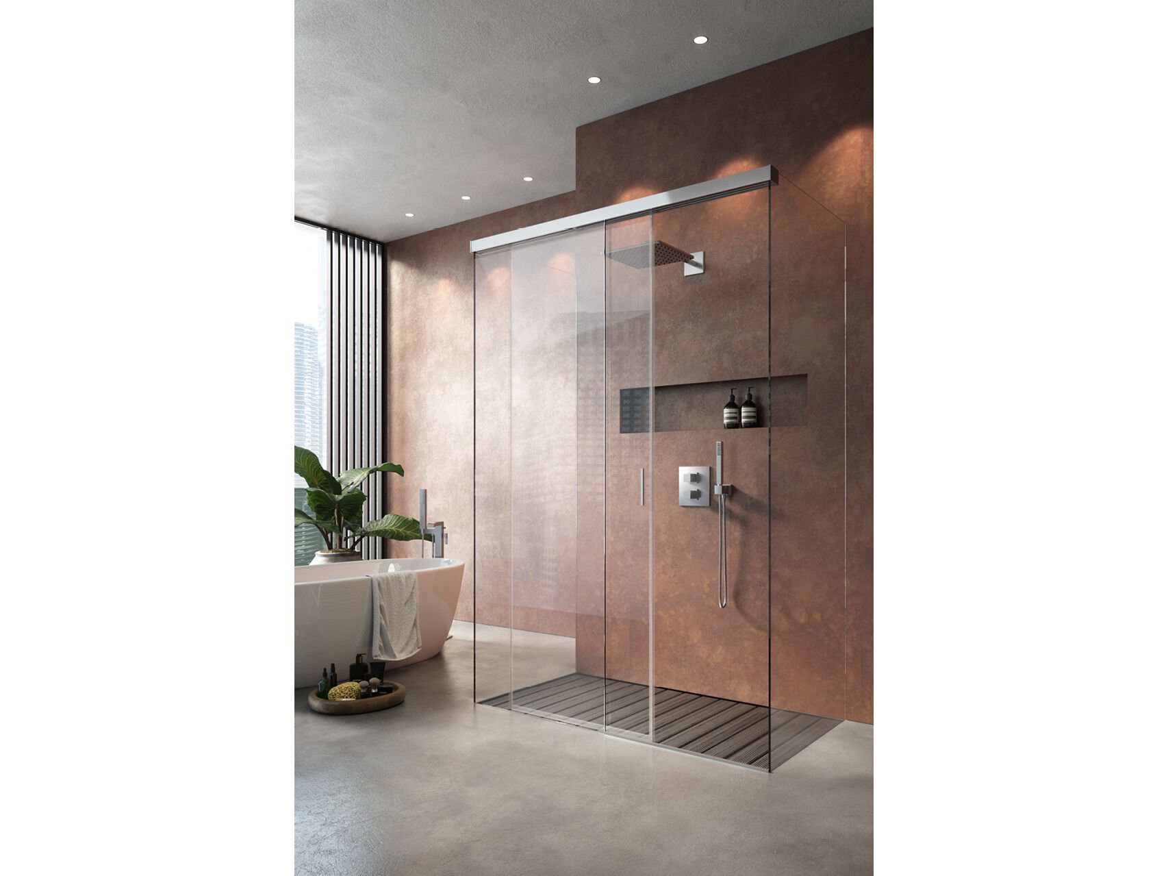 Прямоугольная стеклянная душевая кабина с раздвижной дверью Saint-Gobain - Logli Doccia50 ARCH-00063067 - Вид №2