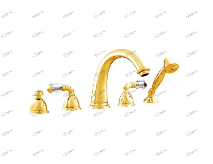 051616.A00.62 Набор для ванны с пятью отверстиями и кристаллами сваровски Сатин никель Mestre Oman