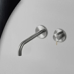 Смеситель для раковины сталь матовая с бежевой ручкой Toki Radomonte TKI19SCIL28