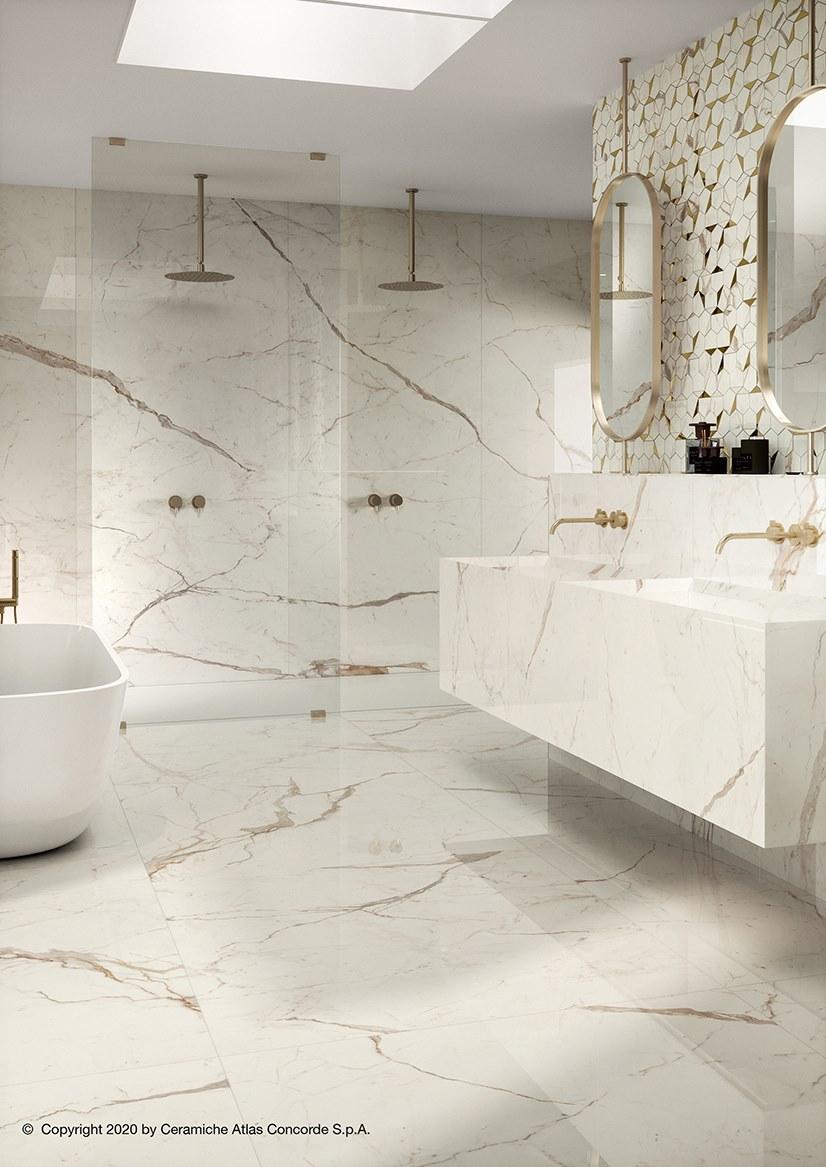 Atlas Concorde Белая плитка для стен с эффектом мрамора Marvel shine sun-id-1375735 - Вид №46