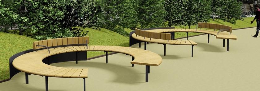 Euroform W Круглая деревянная скамья со спинкой sun-id-1439877 - Вид №1