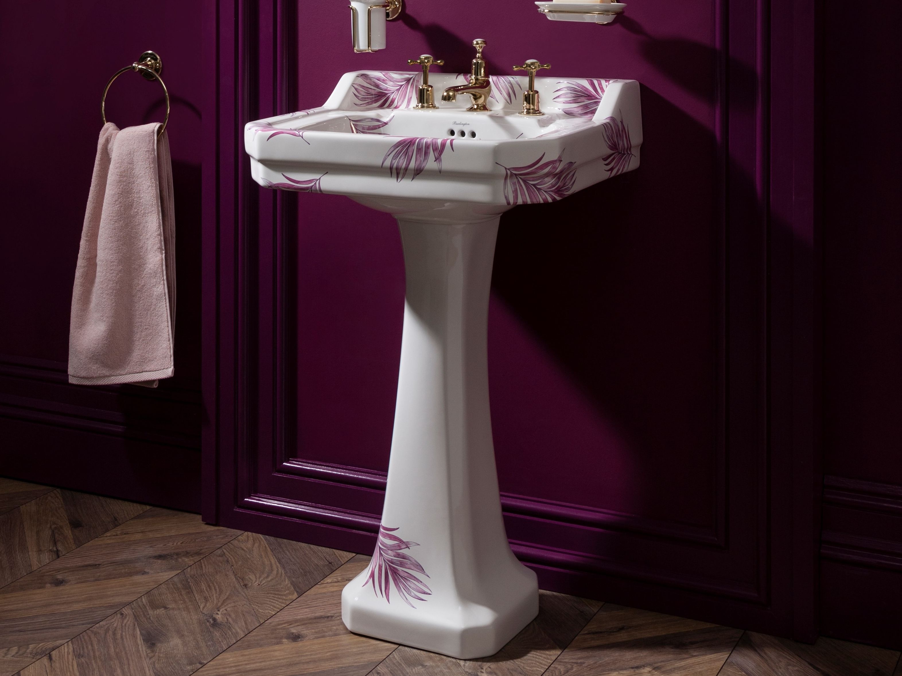 Прямоугольный умывальник из стекла на колонне Burlington На заказ ARCH-00147472