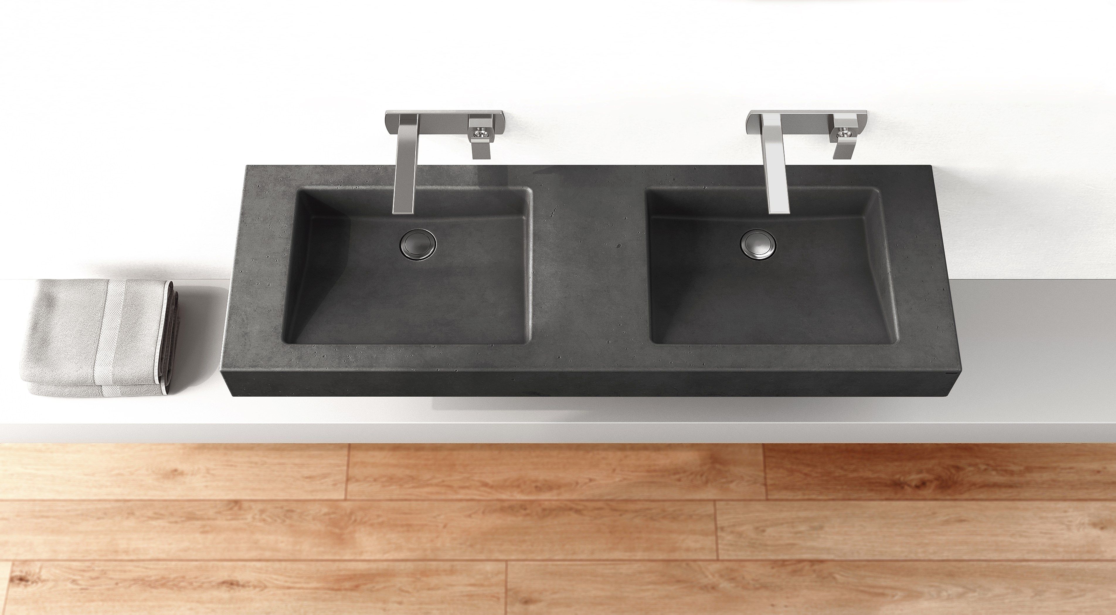 Двойной бетонный подвесной умывальник Gravelli SLANT 07 DOUBLE ARCH-00035507 - Вид №4