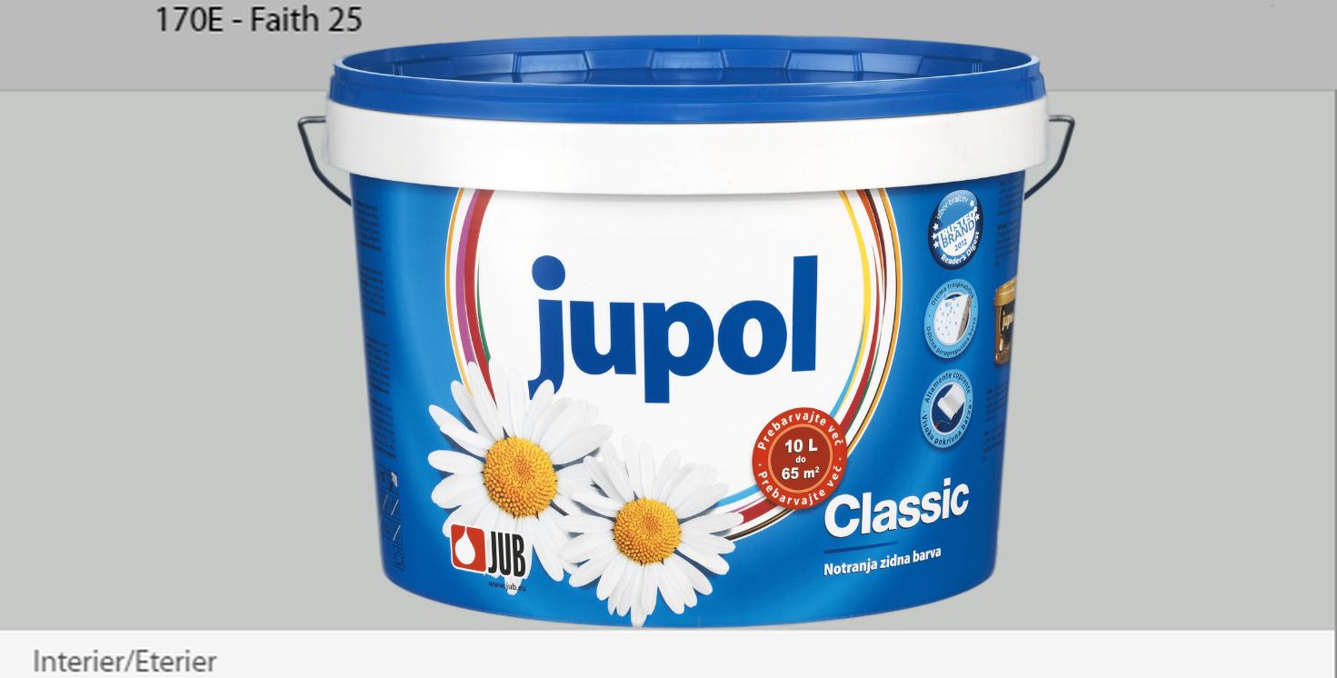 91064847 Краска для стен и потолков 1009827-170E JUPOL CLASSIC цвет cерый магнит база А 10 л STLM-0464759 JUB