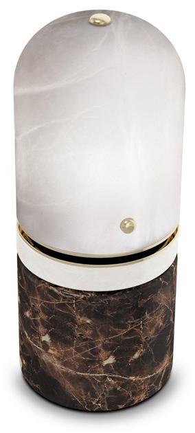 Porustudio Настольная лампа из мрамора Emperador и абажур из алебастра sun-id-1475651 - Вид №3