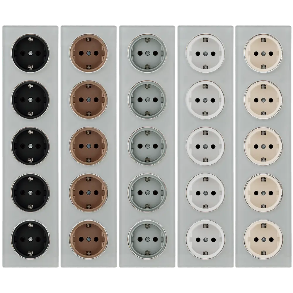 ONEKEYELECTRO Стеклянная рамка для розеток 5-местная серый глянец 82838535 Florence STLM-0036866 - Вид №1