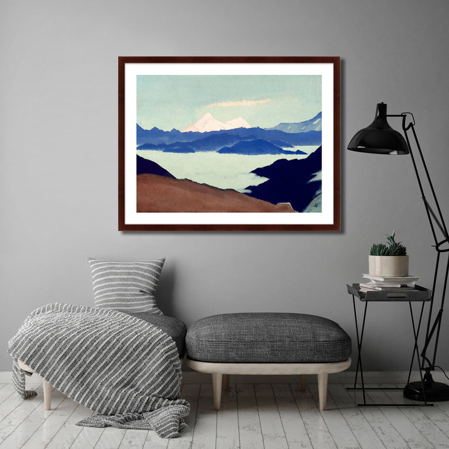 Картина в деревянной раме 42х32 см "Священные Гималаи II" КАРТИНЫ В КВАРТИРУ  264846 Белый;голубой;разноцветный  - Вид №2